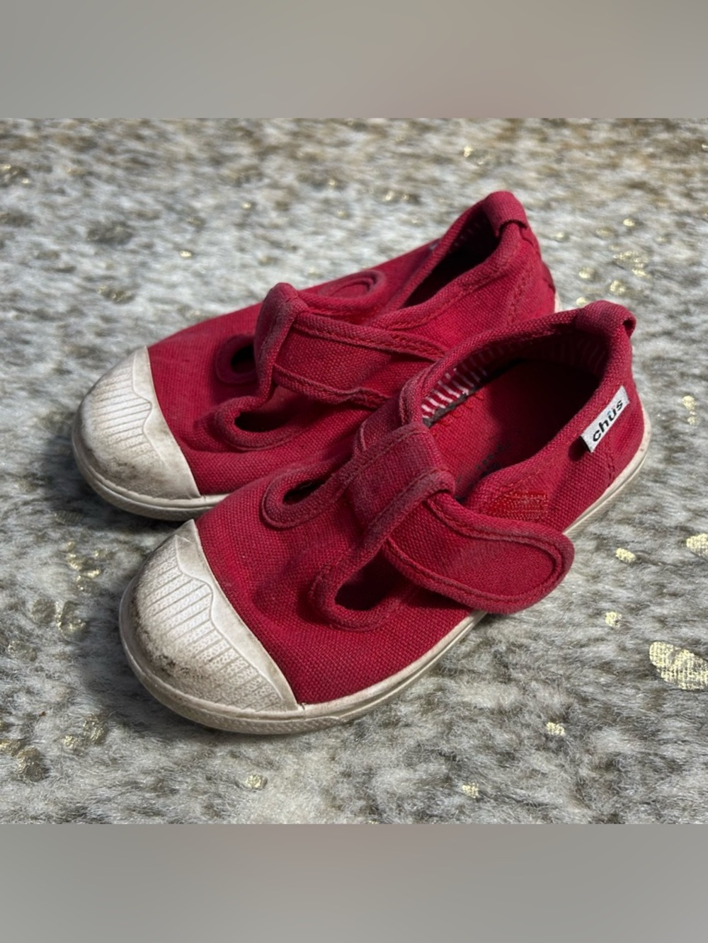 Chus Kids Red Canvas Sneakers with Hook-and-Loop Strap